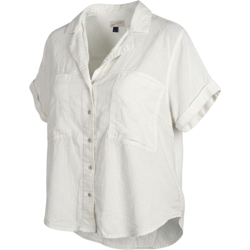 Universal Thread Linen Blend Button‎ Down Shirt Short Sleeve Top Women Sz XXL